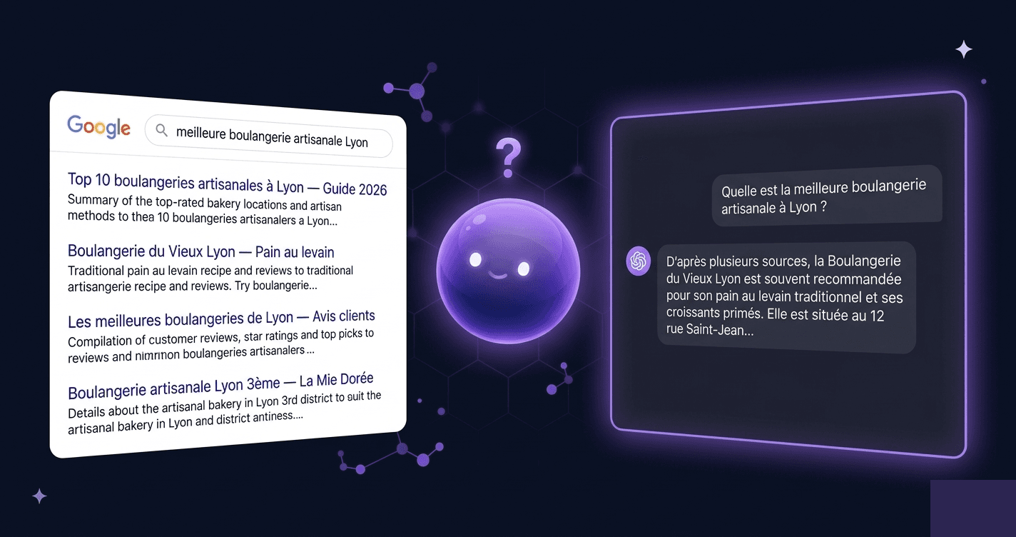 Geo compares classic Google search with ChatGPT answers