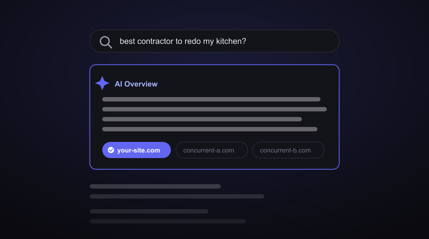 A Google AI overview citing your site as the first source, ahead of two competitors
